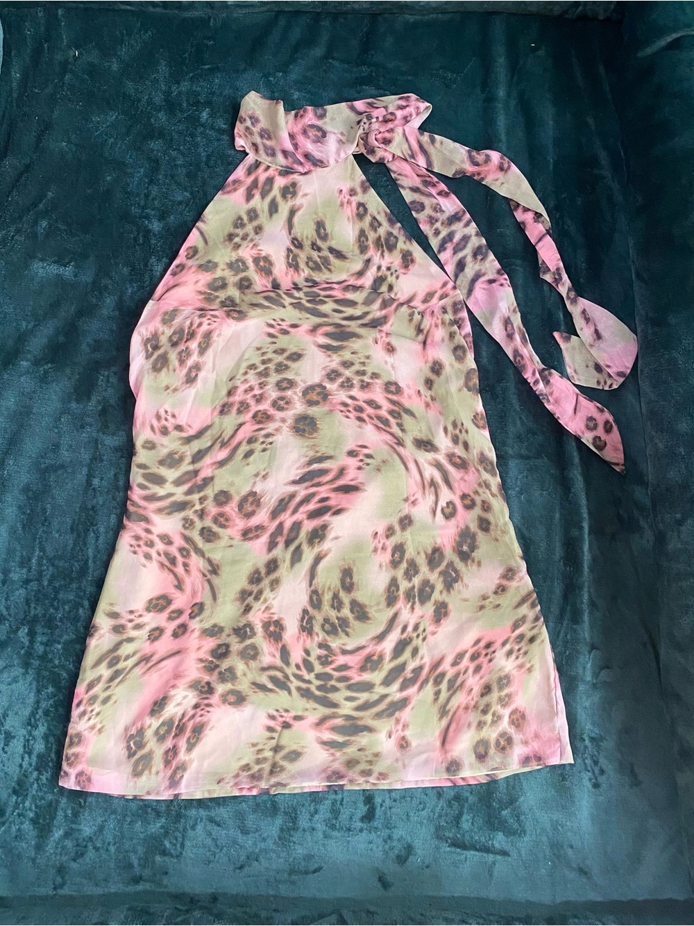Peppermayo Kiska Mini Dress in Swirl Leo halter tie US size 8 - Picture 3 of 9